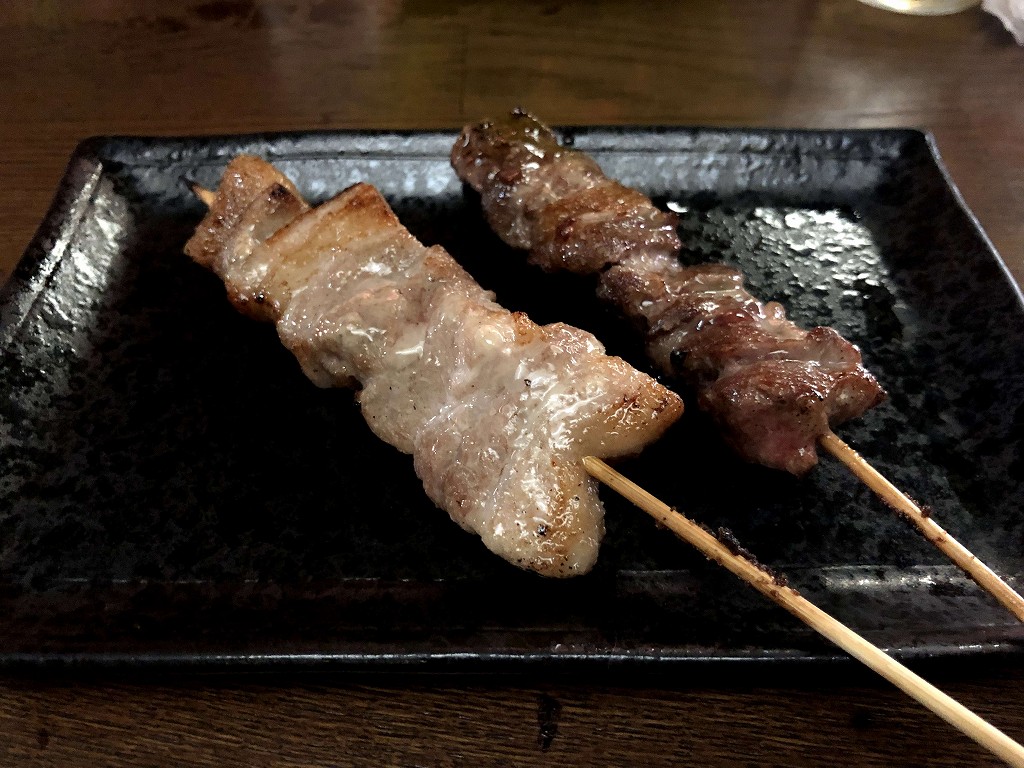 久慈駅の焼き鳥屋「ふるさと」の豚串
