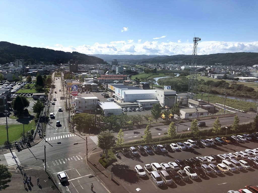 久慈市のアンバーホールの展望室から