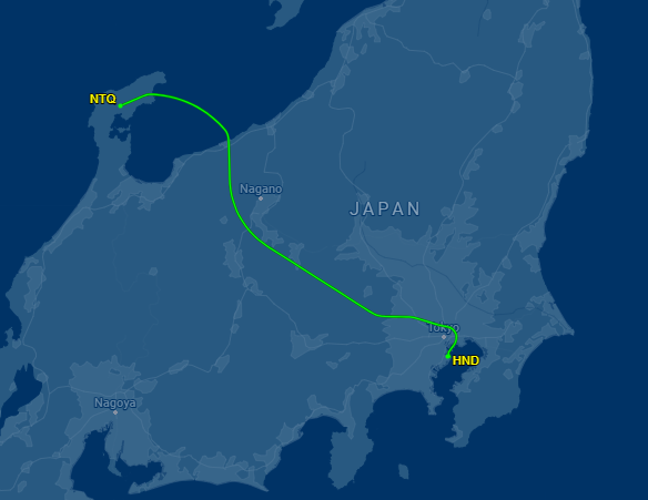 ANA747便の飛行ルート