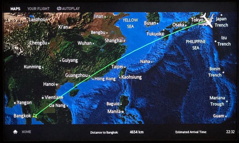 タイ国際航空（TG）677便の航路