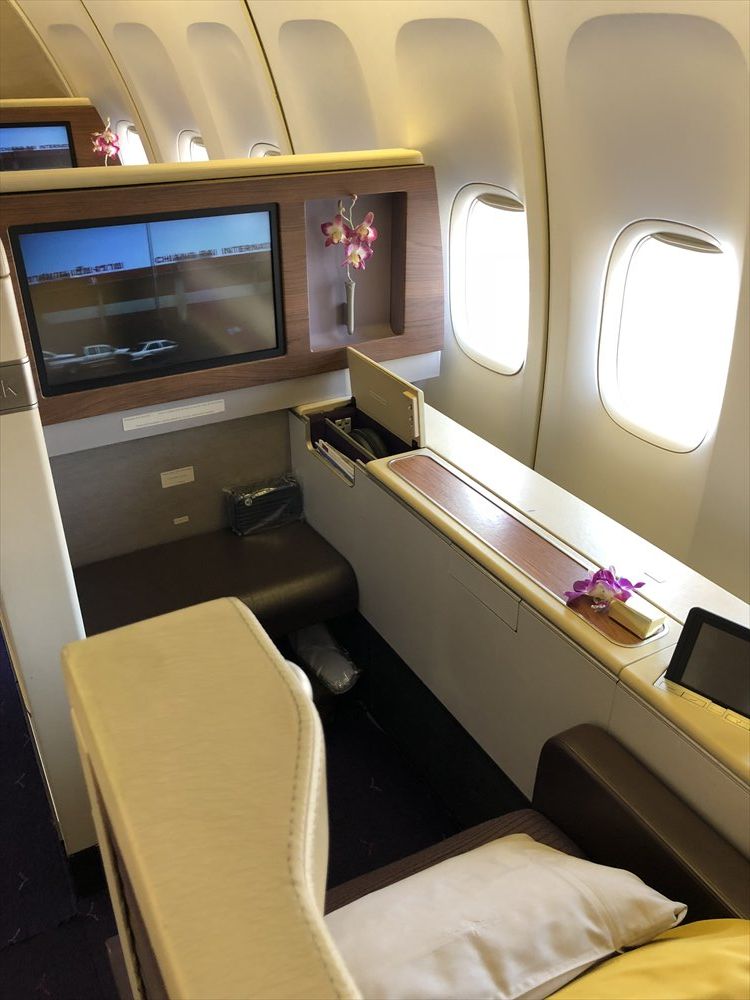 B747機材のTG660便のファーストクラスのシート（2K）1