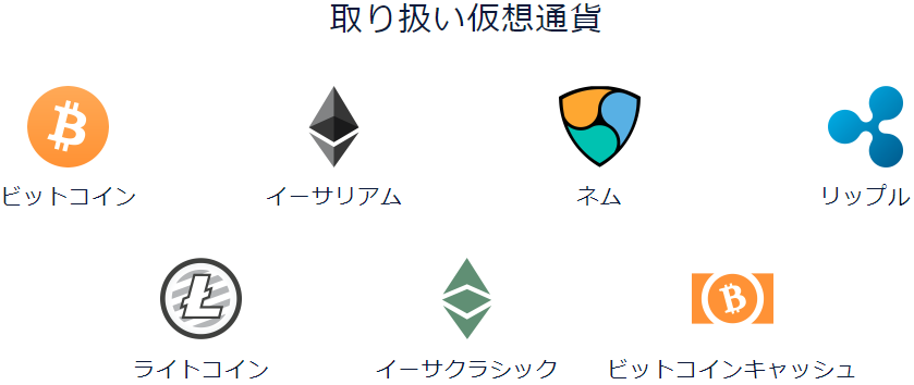 DMMビットコイン取扱い仮想通貨