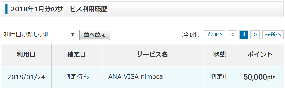 ECナビからANA VISA nimocaカード申込み