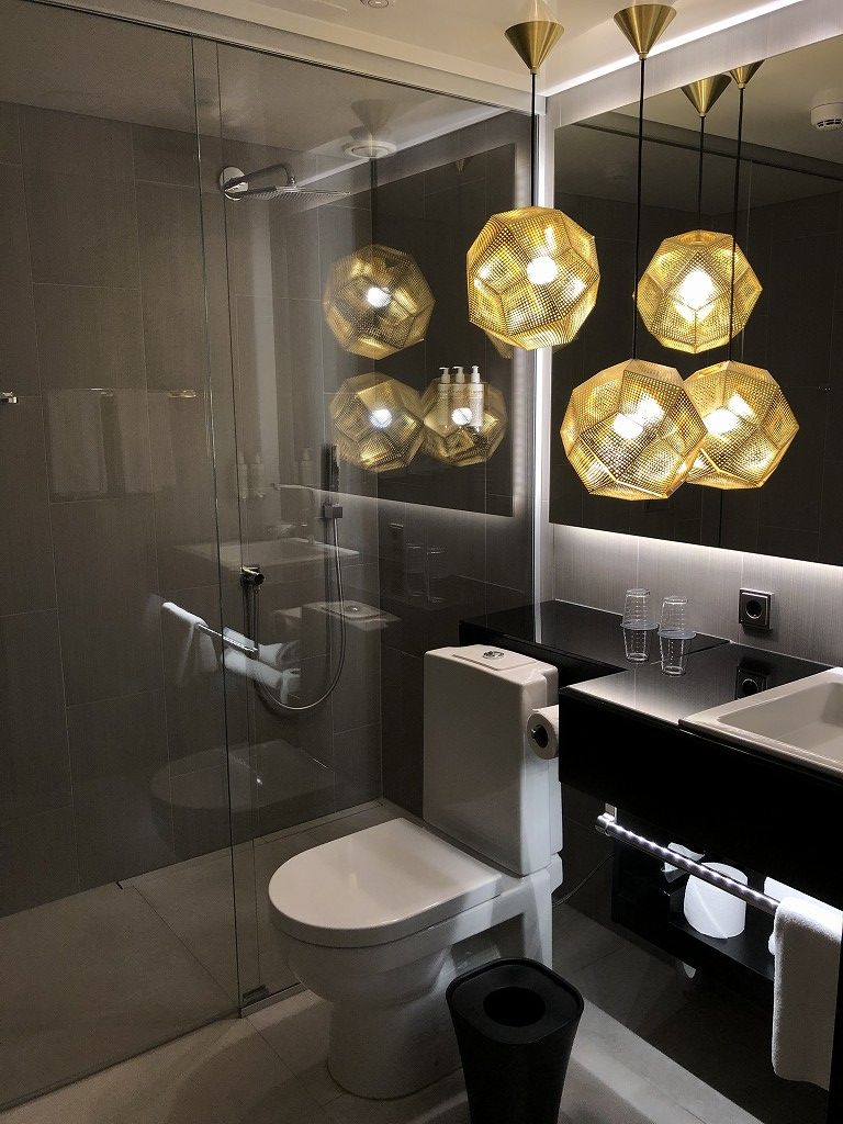 ヘルシンキ・クラウスKホテルのPassion Miniのトイレとシャワールーム