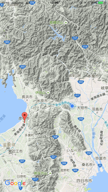 岐阜県から滋賀県への地図
