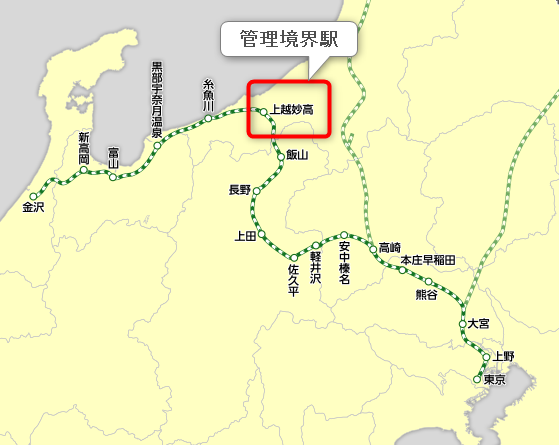 北陸新幹線の路線図