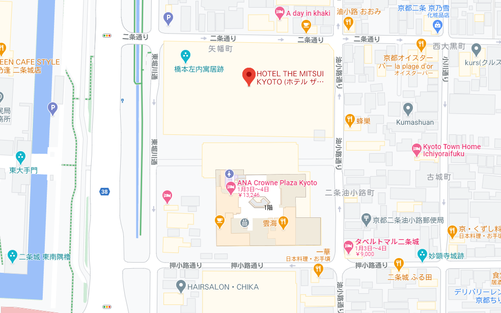 グーグルマップで見る「三井総領家の邸宅」跡地