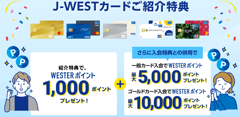J-WESTカードの紹介プログラム特典と入会キャンペーン特典の合計