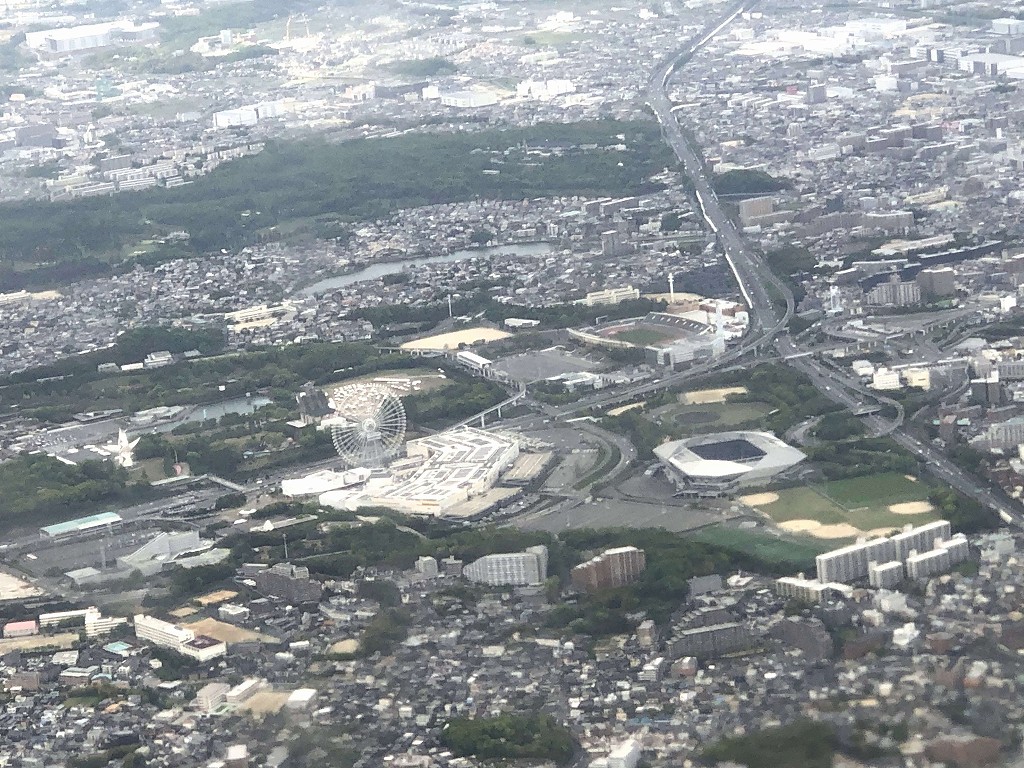 JAL120便から万博公園