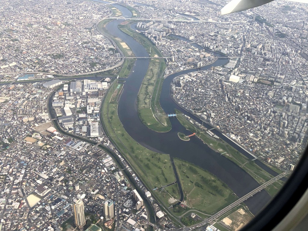 JAL120便から赤羽水門