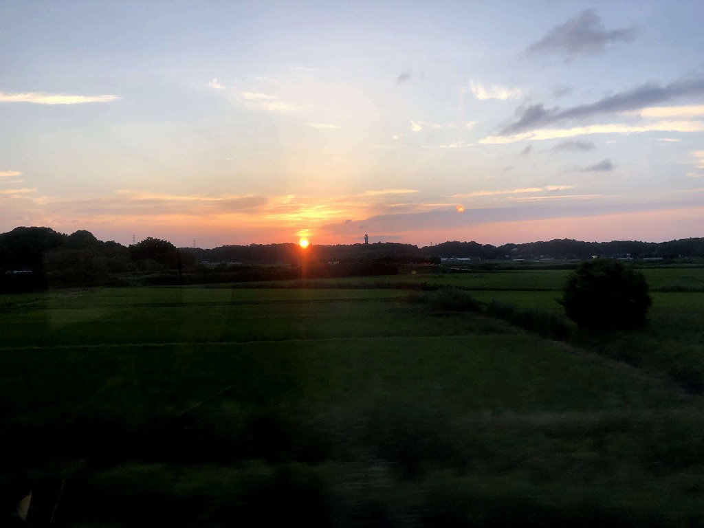 成田エクスプレスから夕焼け