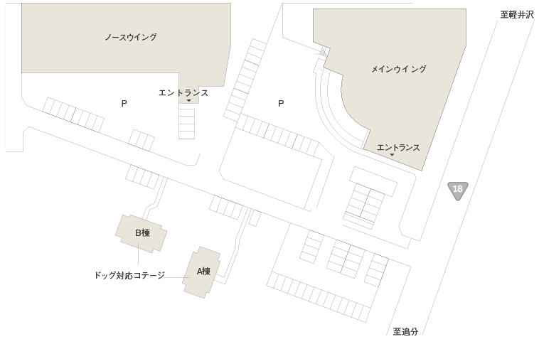 軽井沢マリオットホテルの3つの宿泊棟