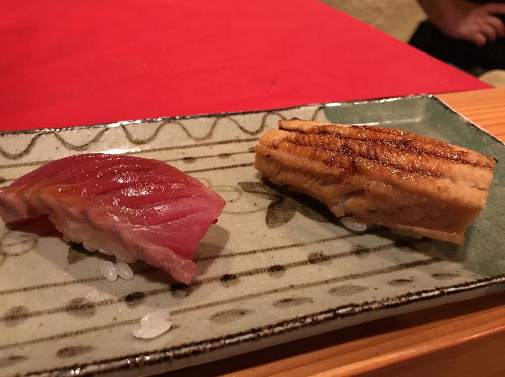 すし善のカツオとアナゴの握り