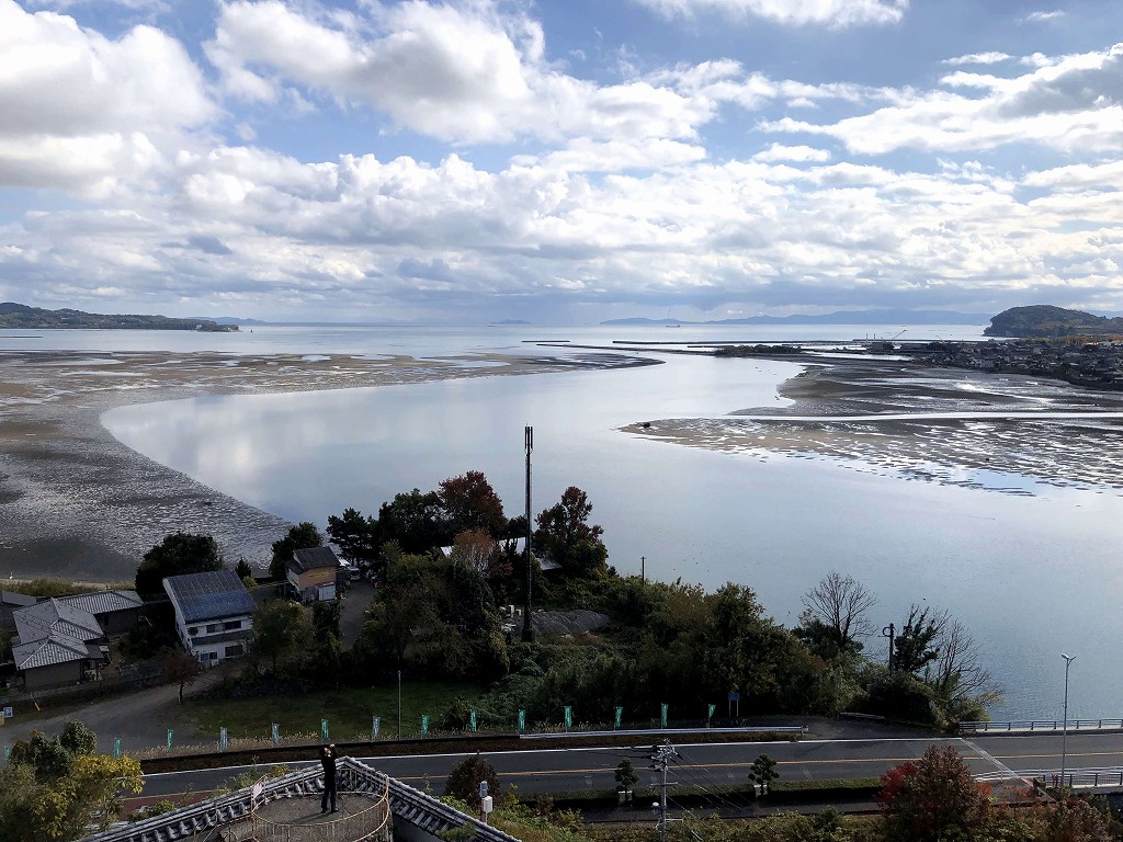 杵築城の展望台から遠浅の守江湾1