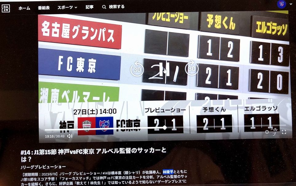 Jリーグプレビューショーの勝敗予想