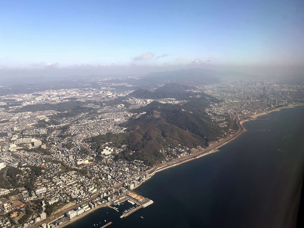 スカイマーク103便から鉢伏山-鉄拐山