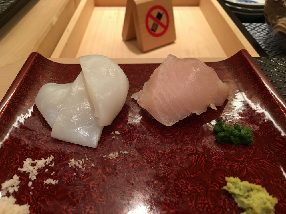 鮨舳のサワラとイカ