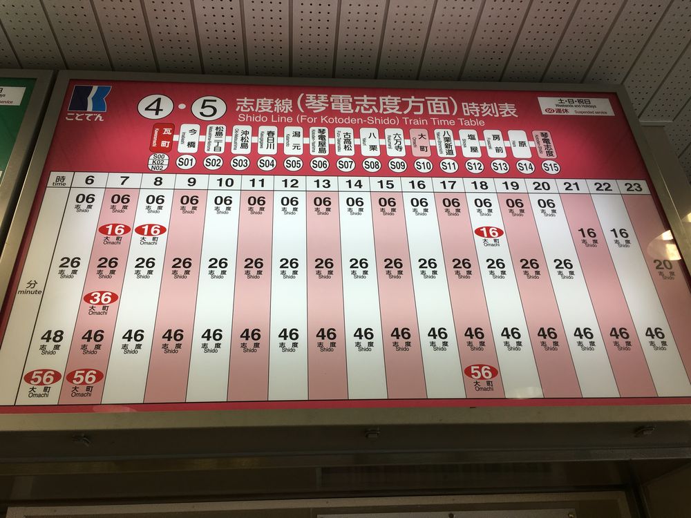琴電志度線の時刻表