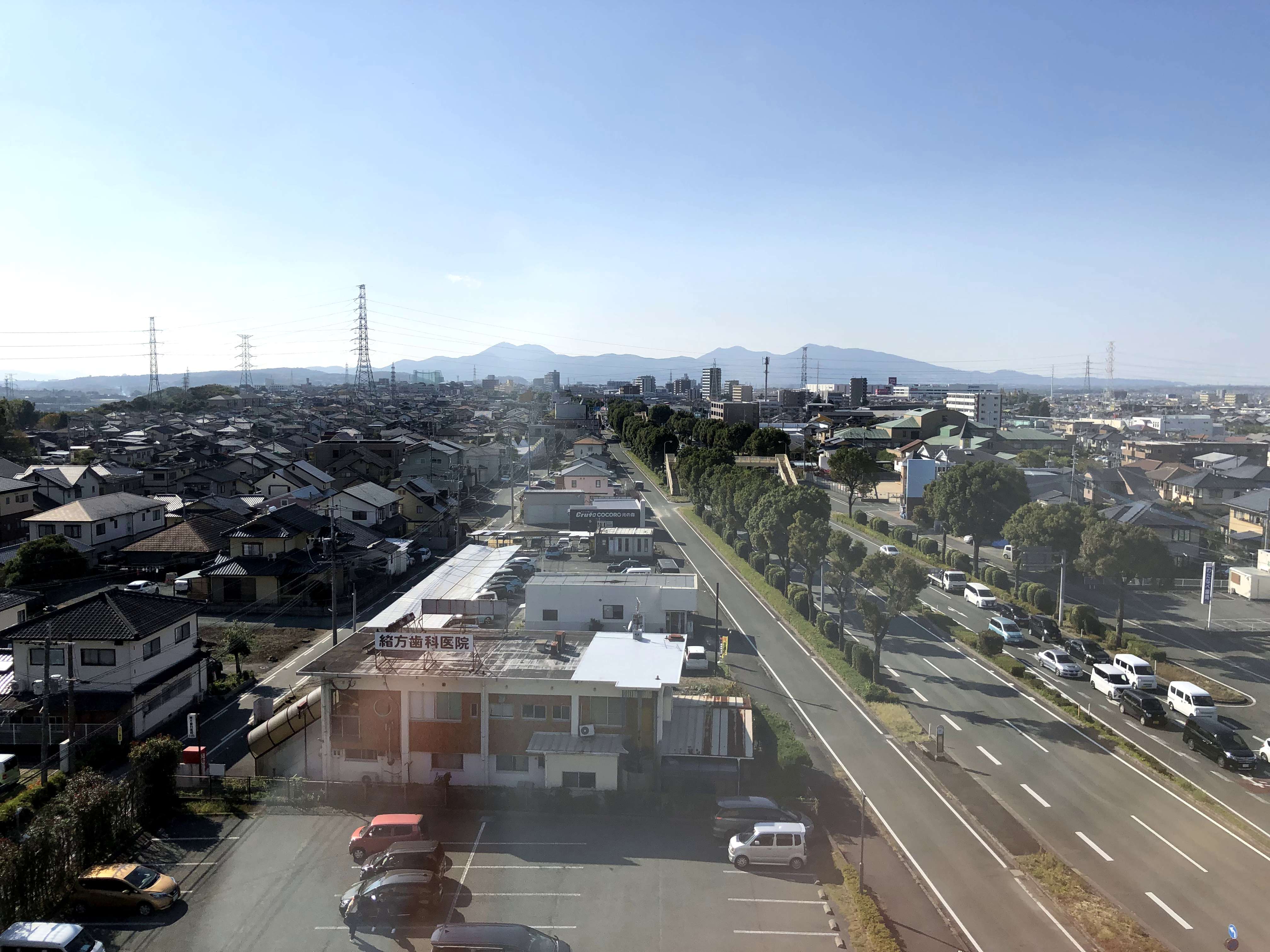 三里木駅のカンデオホテル菊陽熊本空港の西向きの部屋からの眺め