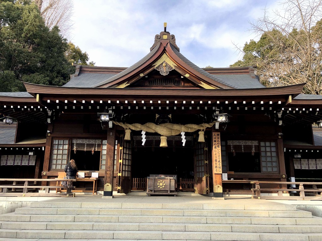 水前寺成趣園の中の出水神社の社殿