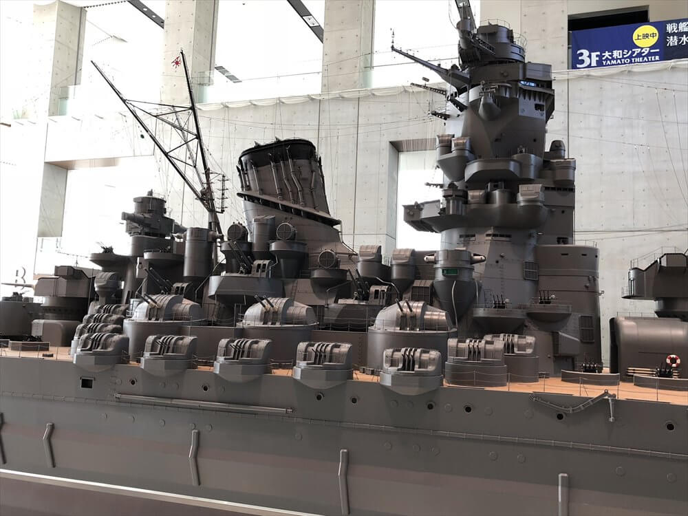 大和ミュージアムの戦艦大和の高角砲・対空機銃