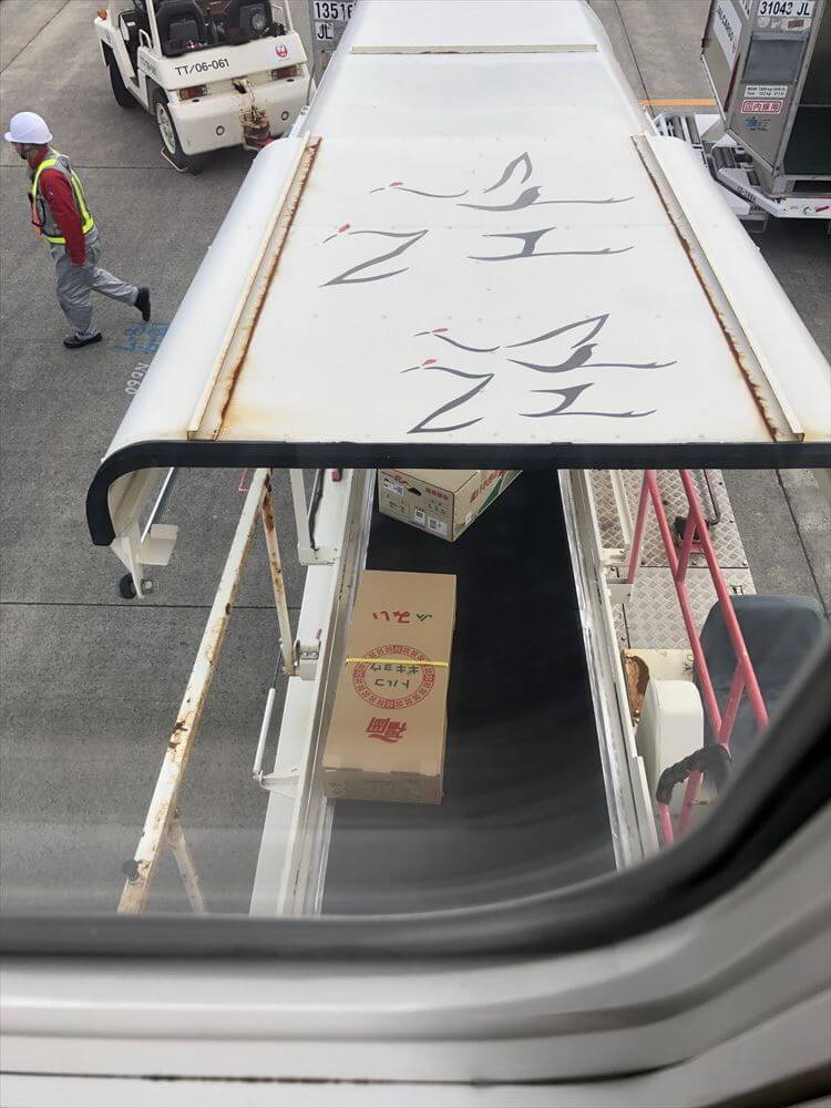 JAL543便で空輸された花