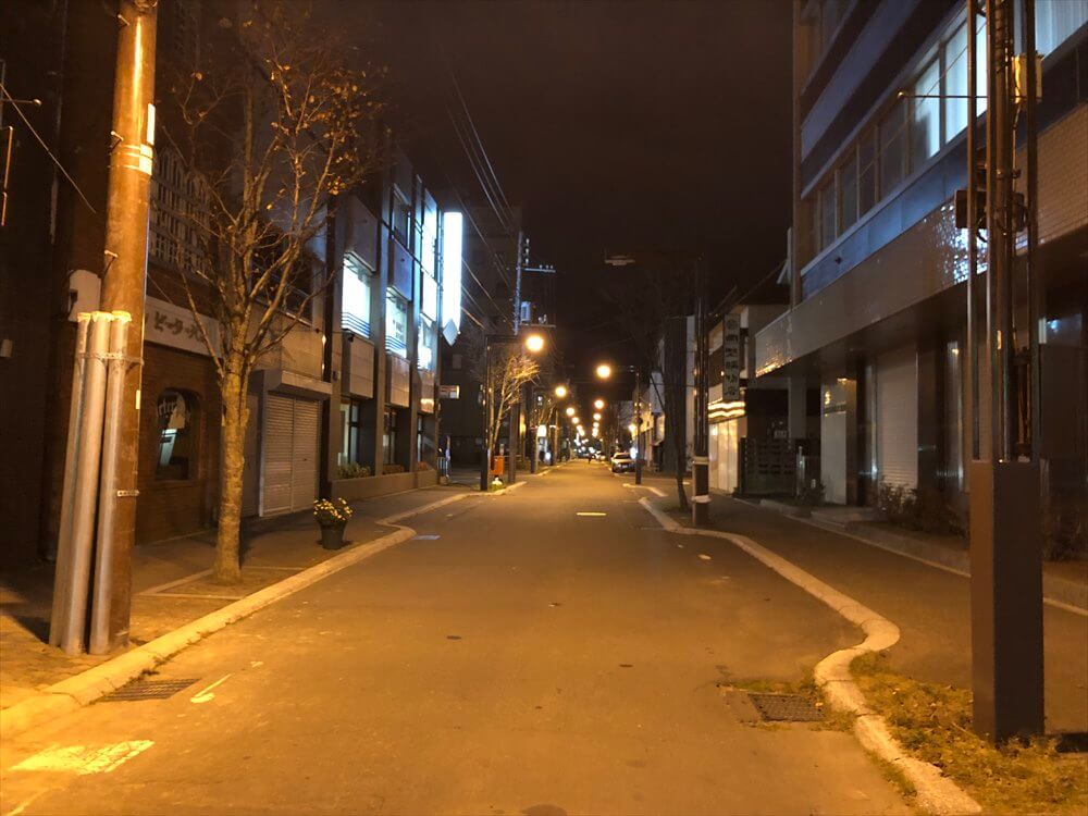 人通りのない釧路の繁華街1