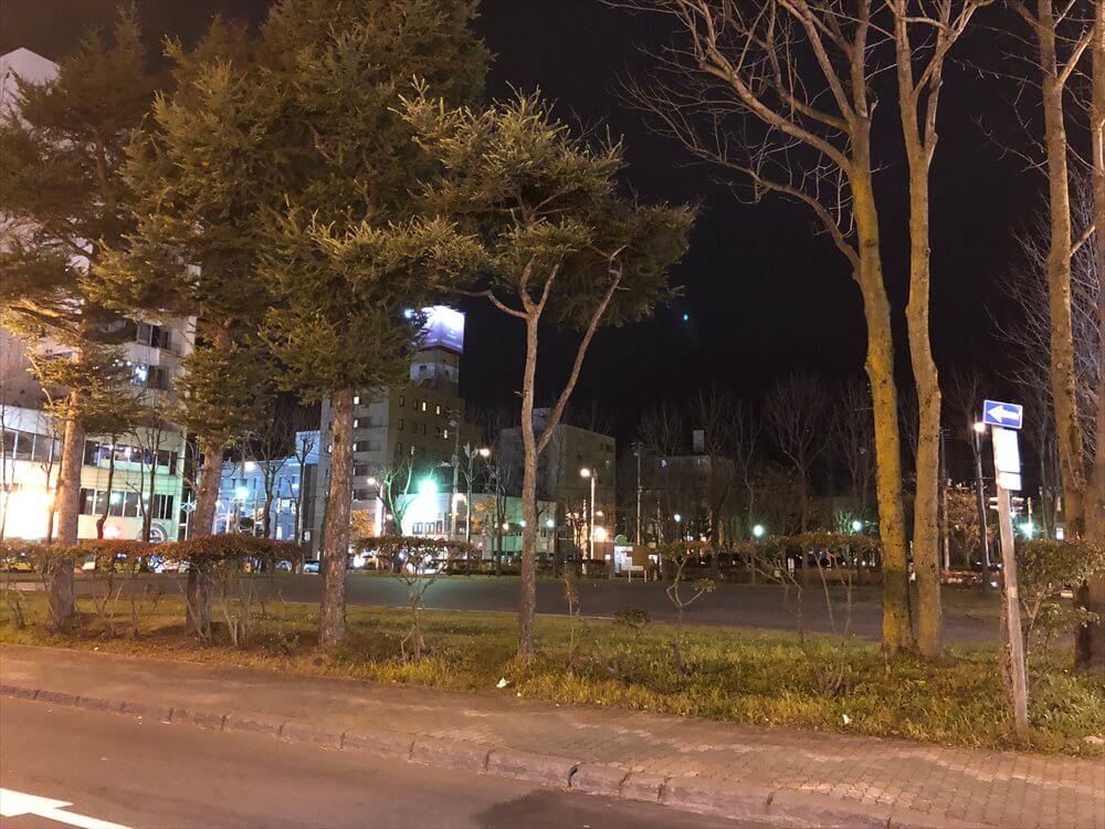 釧路の繁華街にある公園