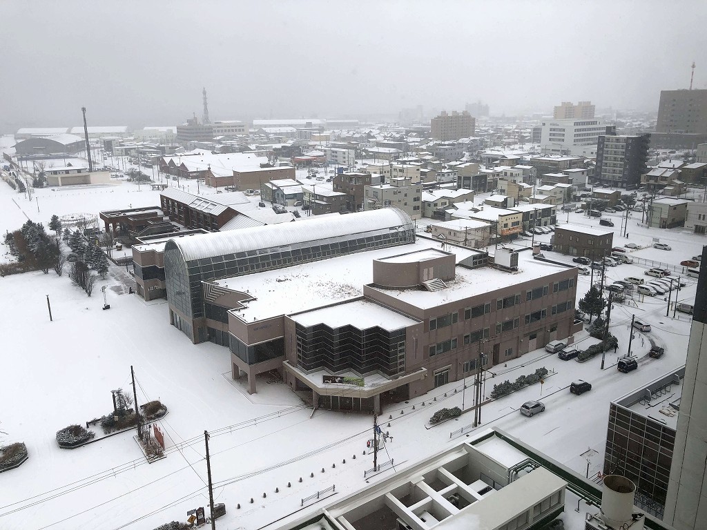 一面の銀世界の釧路2（ANAクラウンプラザホテル釧路から）