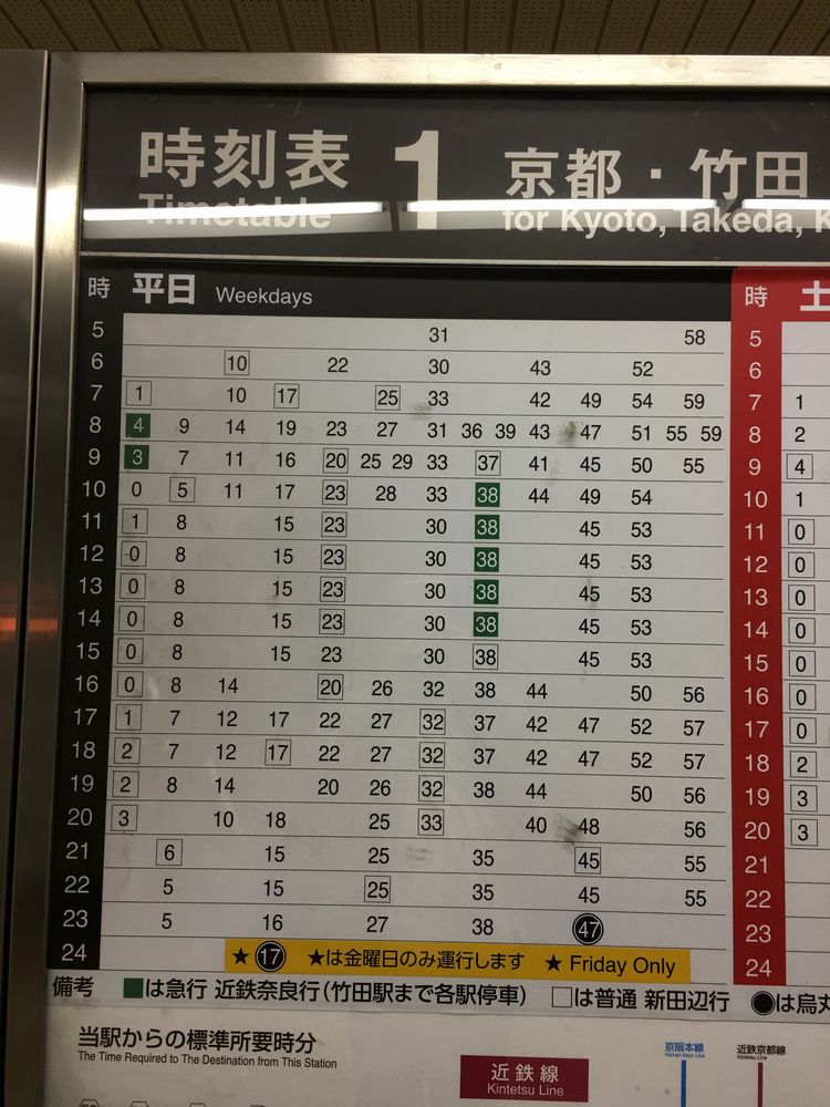 地下鉄烏丸線の時刻表
