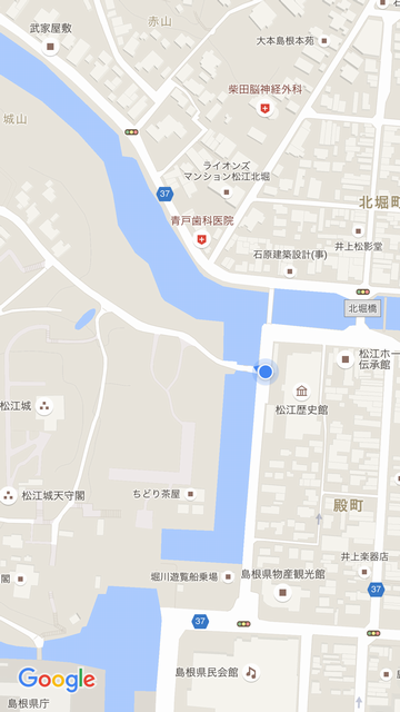 松江城の北惣門橋の位置