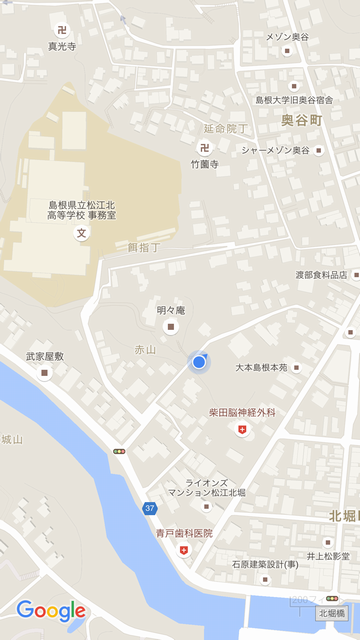 明々庵のGoogle Mapsの位置