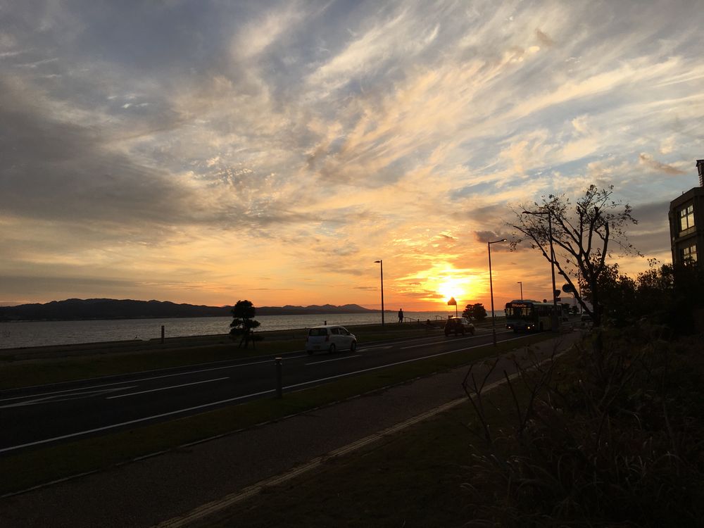 宍道湖に沈む夕日
