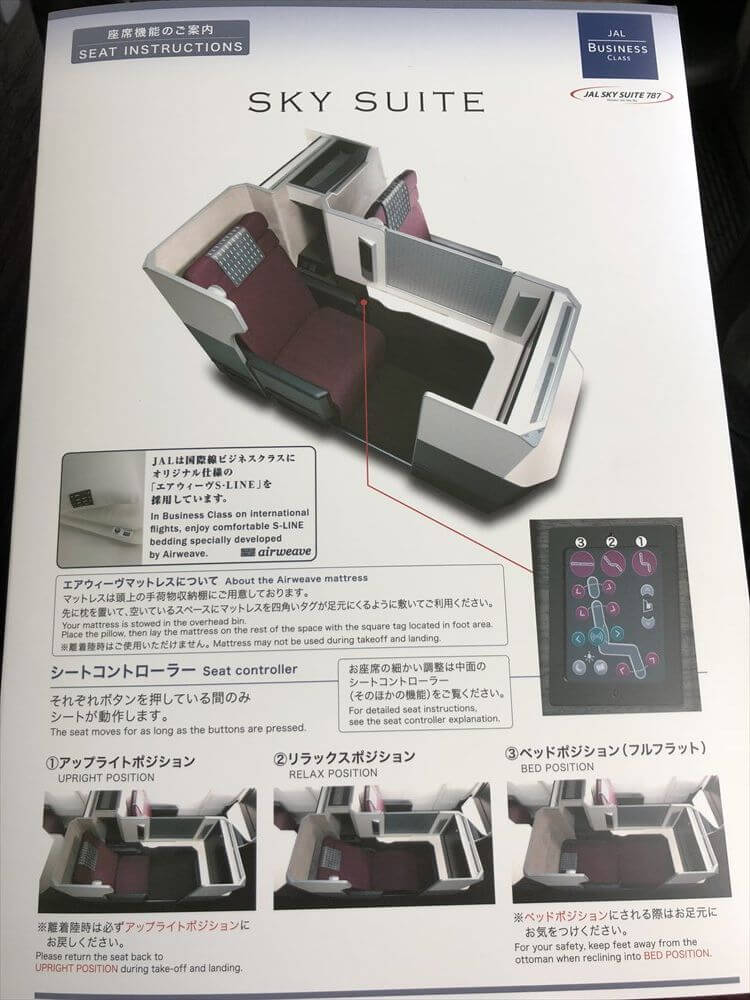 JAL421便ビジネスクラスのSKY SUITE7