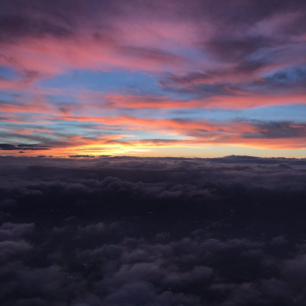 JAL914便から夏至の夕焼