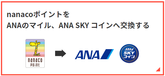 nanacoポイントをANAマイル・ANS SKYコインに交換