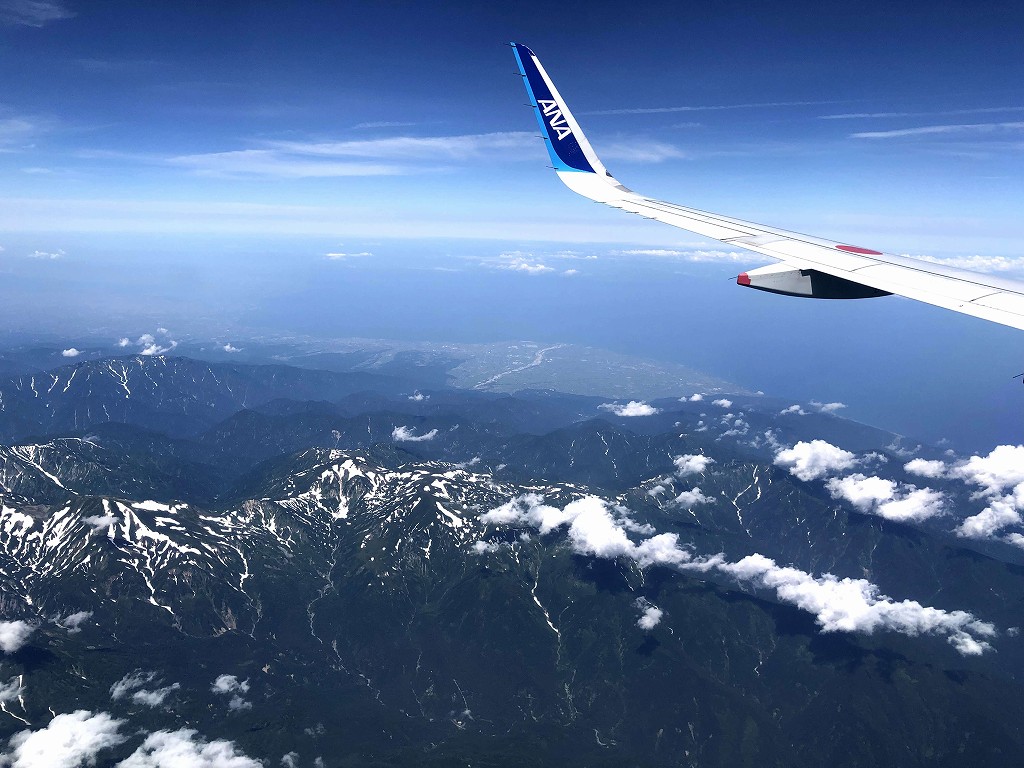 ANA747便から見えた白馬岳と富山平野