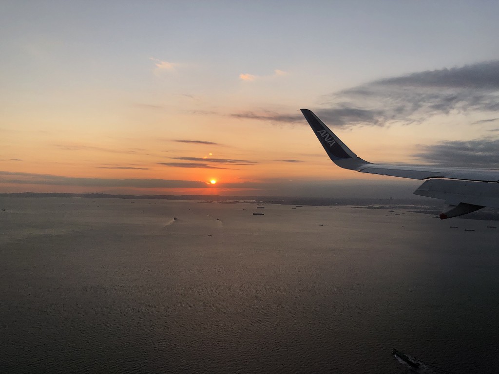 ANA284便から夕日