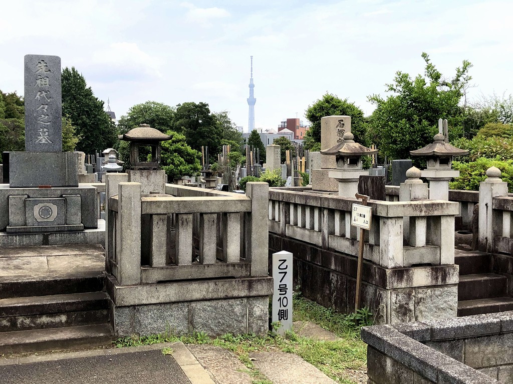 谷中霊園から東京タワー