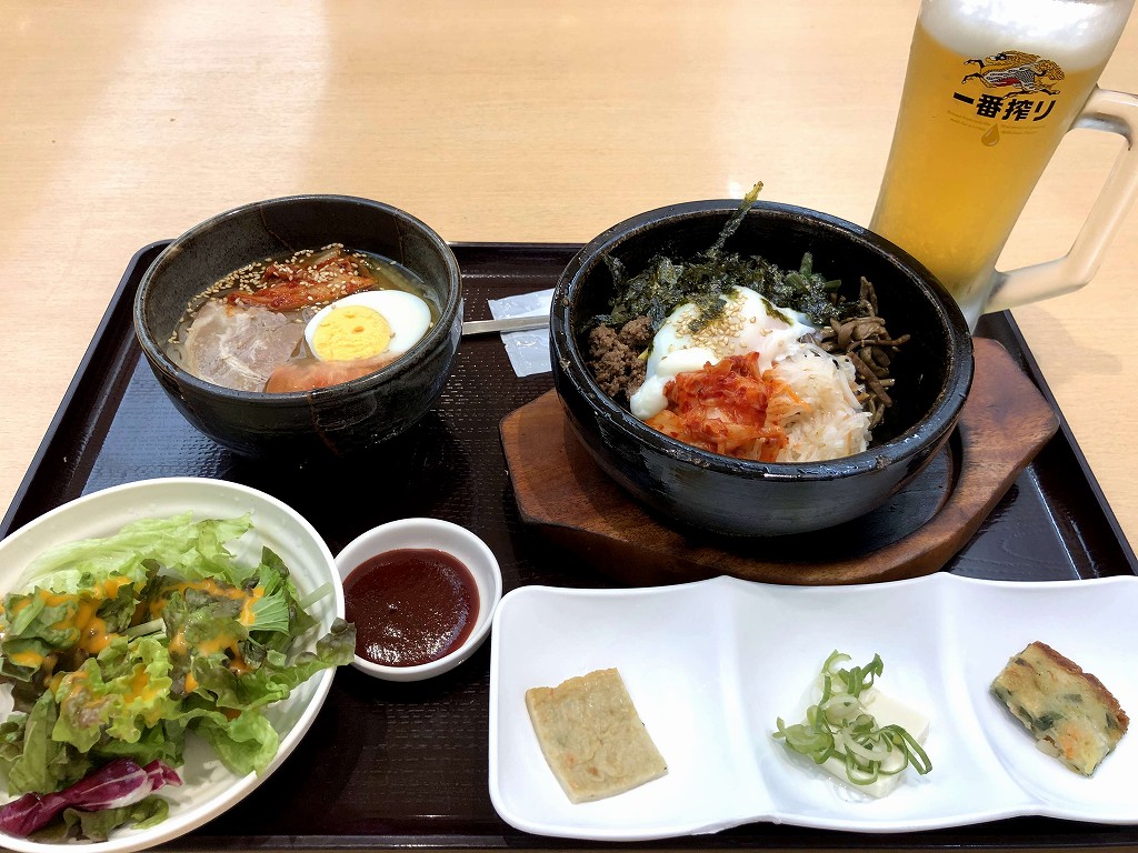 セントレアの「お食事処 えびす」の「石焼ビビンバと冷麺」のセットメニュー