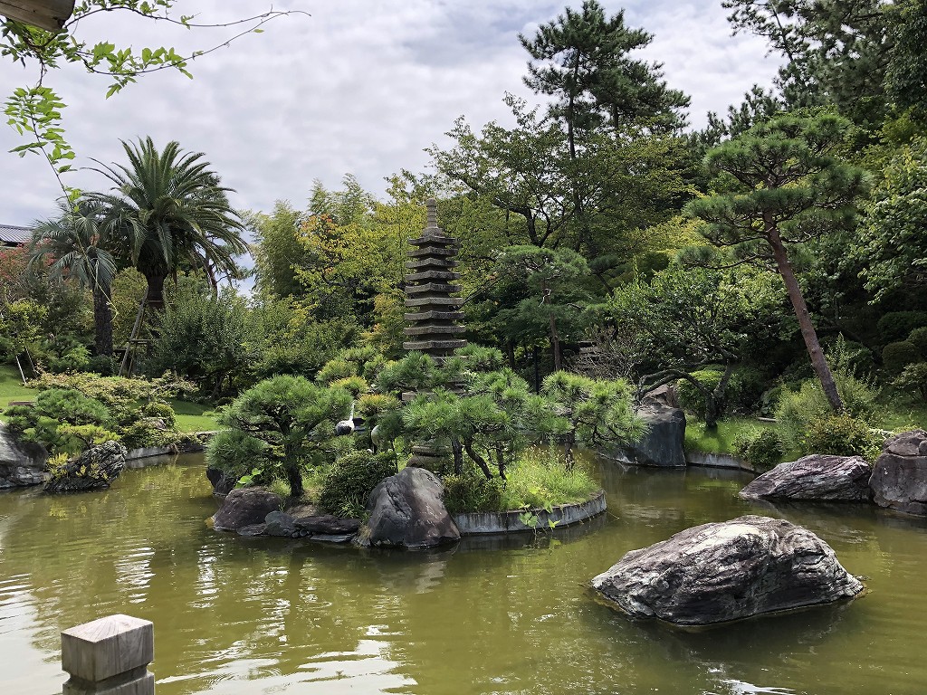 大磯の旧吉田茂邸の池泉回遊式の日本庭園