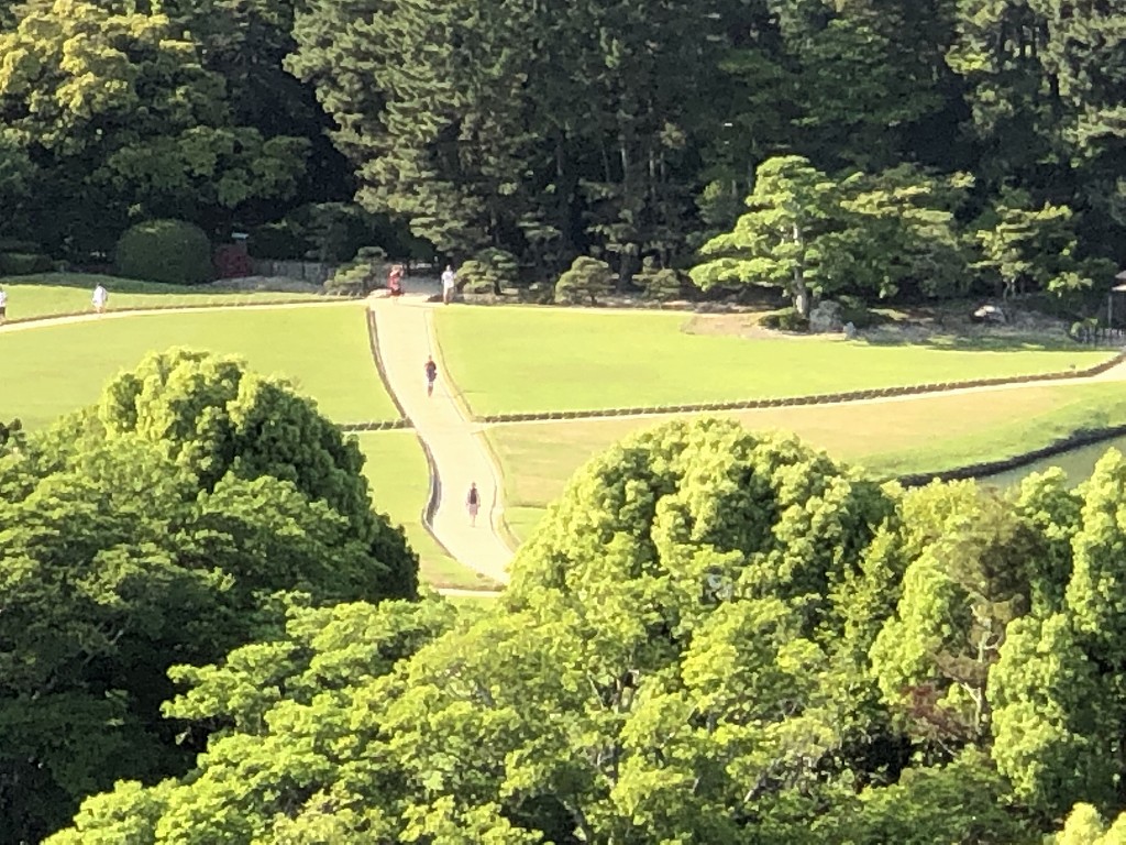 岡山城の天守閣から後楽園2