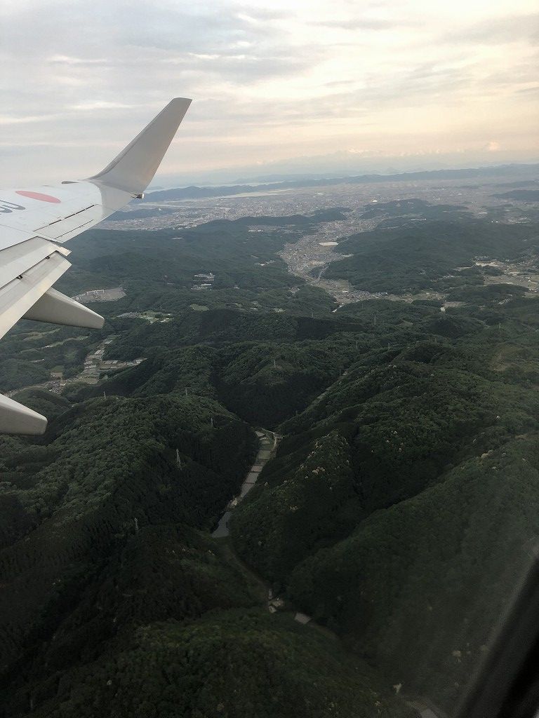JAL242便から岡山市街地