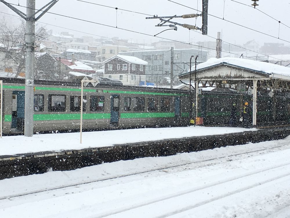 雪の降る小樽駅