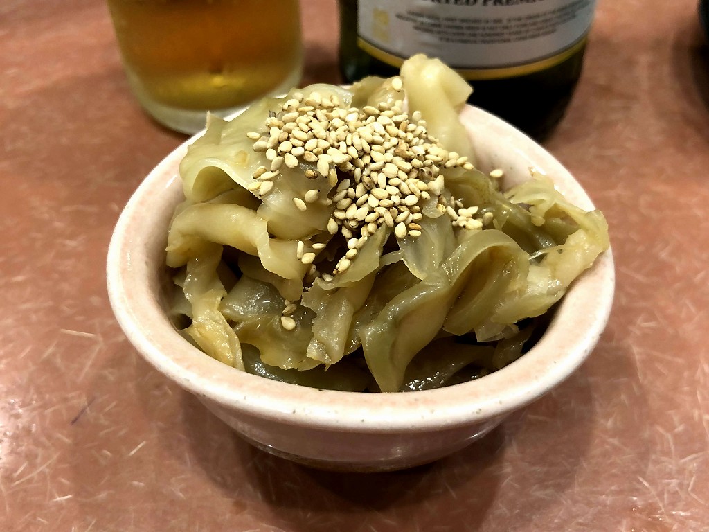 JR茨木駅近くの水餃子の店「ハルビン」のザーサイ