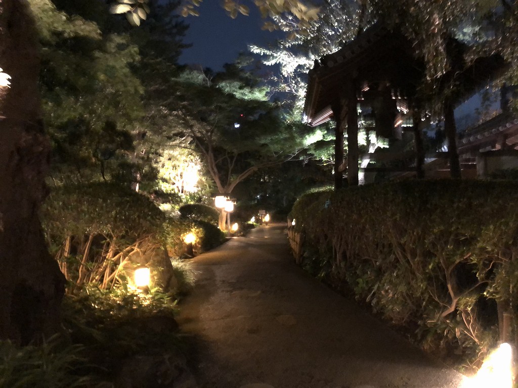 夜のグランドプリンスホテル新高輪の日本庭園