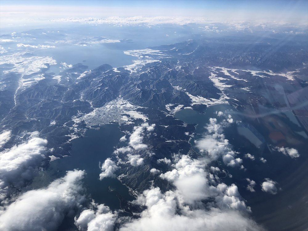 JAL91便から敦賀市と琵琶湖