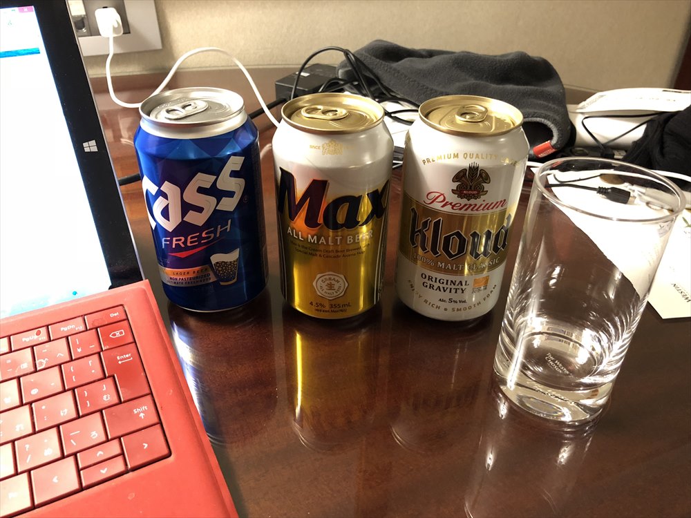 ウェスティン朝鮮ソウルの部屋でビール