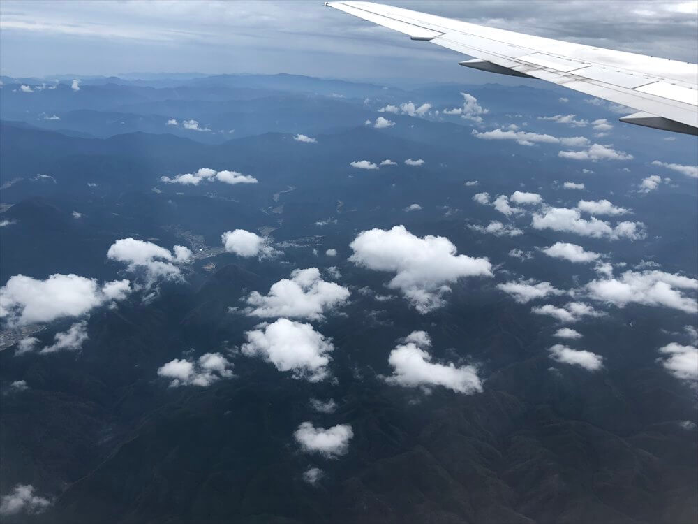 JAL115便から見た紀伊半島の山岳地帯