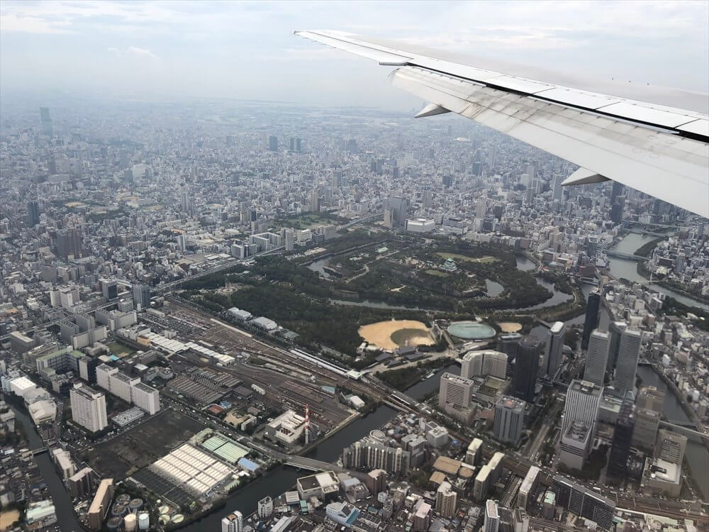 JAL115便から見た大阪城1